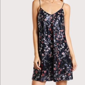Navy sequin embroidered dress